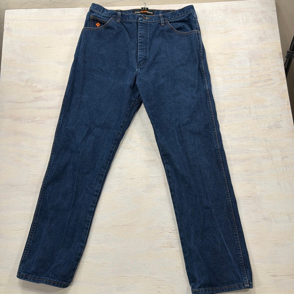 Wrangler Jeans FR Flame Resistant 38x34 Relaxed Fit HRC2 Denim Blue Mens
